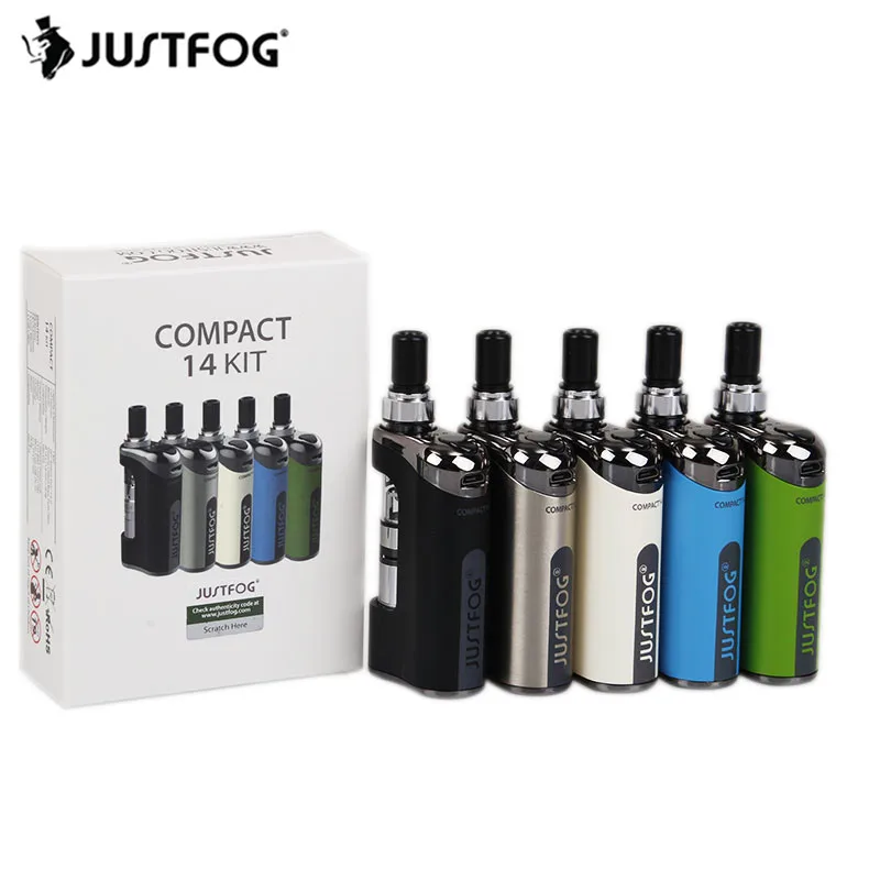 Vape Kit JUSTFOG Compact 14 Starter с 1,8 мл Q14 атомайзер бак 1.6ohm катушка 1500 мАч батарея электронная сигарета, ручка комплект 5 шт