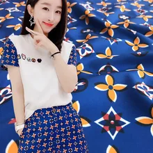 Весна и лето классическая форма маленький цветок имитация хлопок набивной ткани для платья рубашка ткань печать полиэстер Мода