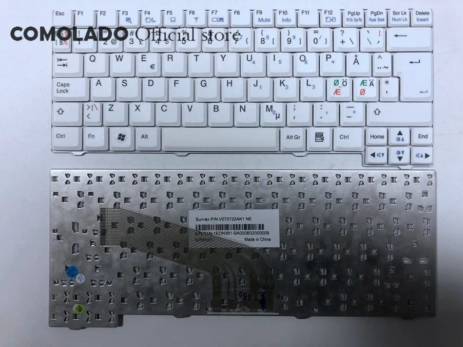 NR Nordic Laptop Keyboar For LG X110 X120 V070722AS1 Nodic White Keyboard ND Layout -1