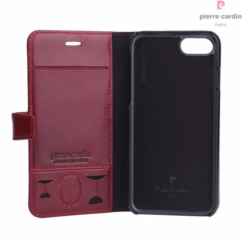 Бренд Pierre Cardin для Apple iPhone 8 7 Plus чехол для телефона из натуральной кожи Магнитный чехол-книжка с откидной подставкой Держатель для карт