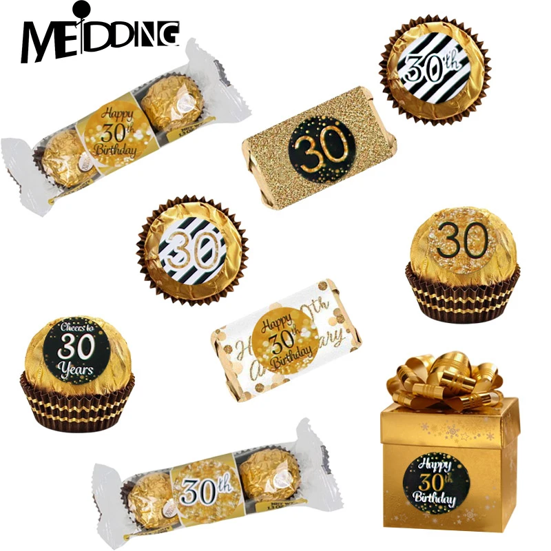 6 Page Happy 30/40/50 Birthday Paper Sticker 30 40 50 Year Old Event Party Gift and Candy Food Stickers Anniversary Party Decor