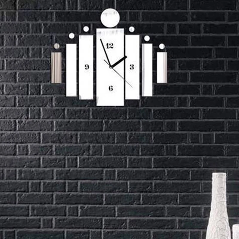 Large Wall Watches Modern Art Creative Quartz Silent DIY Acrylic Mirror Cylinder Wall Clock for Home Decoration 50x60cm