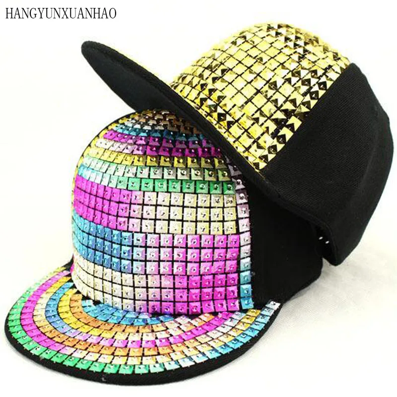 

2019 Summer New Punk Style metal sequins rivet Hip hop Cap Baseball Caps Fashion Baseball Caps Snapback Hats Parent-child Caps
