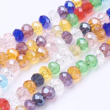 

1 Strand 3/4/6/8mm Mixed Electroplate Glass Faceted Rondelle Bead Strands for Jewelry Making DIY Bracelet Necklace