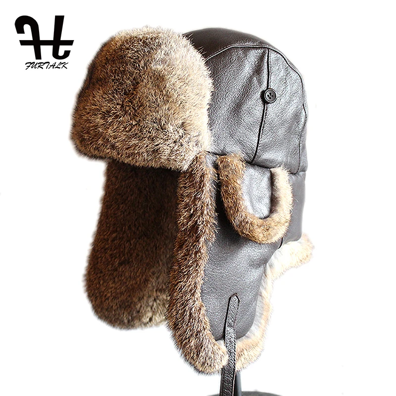 Меховая шапка Furtalk для мужчин зимняя ушанка из овчины мужчин|trapper hat|trapper hat for menrussian