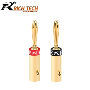 

10pcs/lot 24K Gold Plated HIFI Banana Plugs High Quality Banana Male Wire Connector Speaker Plug Jack R Connector