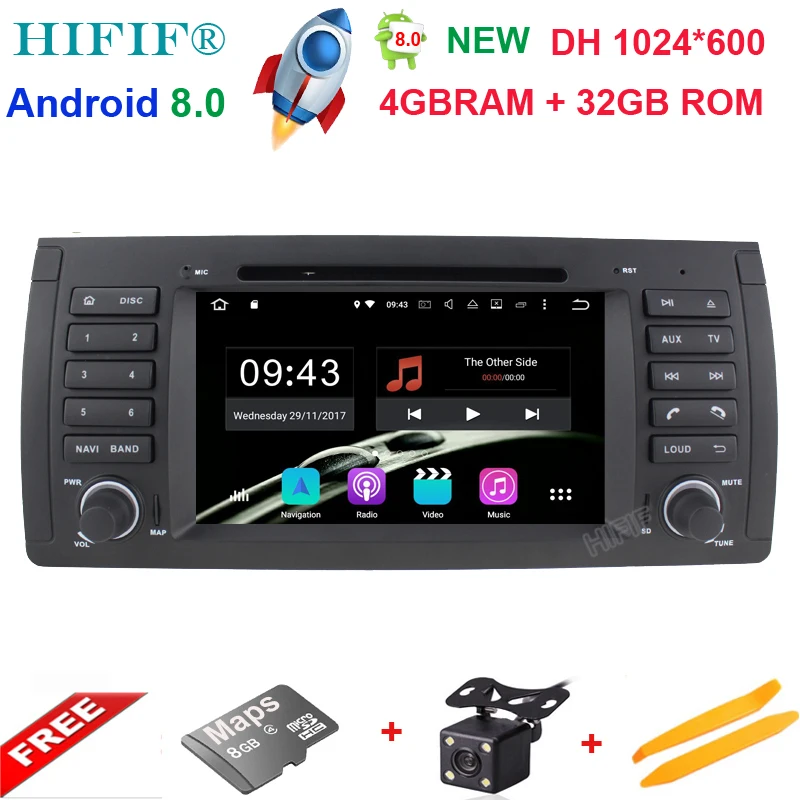 Perfect 4+32G 7"Android 8.0 Octa Core Radio GPS HDMI Car DVD Player for BMW E39 M5 1999 2000 2001 2002 2003/7 Series E38 1994 1995-2001 0