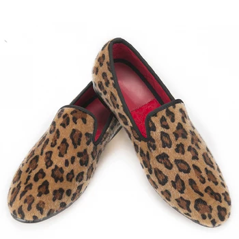 

Leopard Prints Loafers Men Horsehair Shoes Men Flats Big Size Shoe mens dress shoes