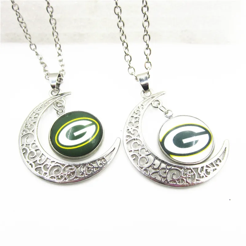 New Arrive 10pcs/lot Moon Green Bay Packers Necklace Pendant Jewelry