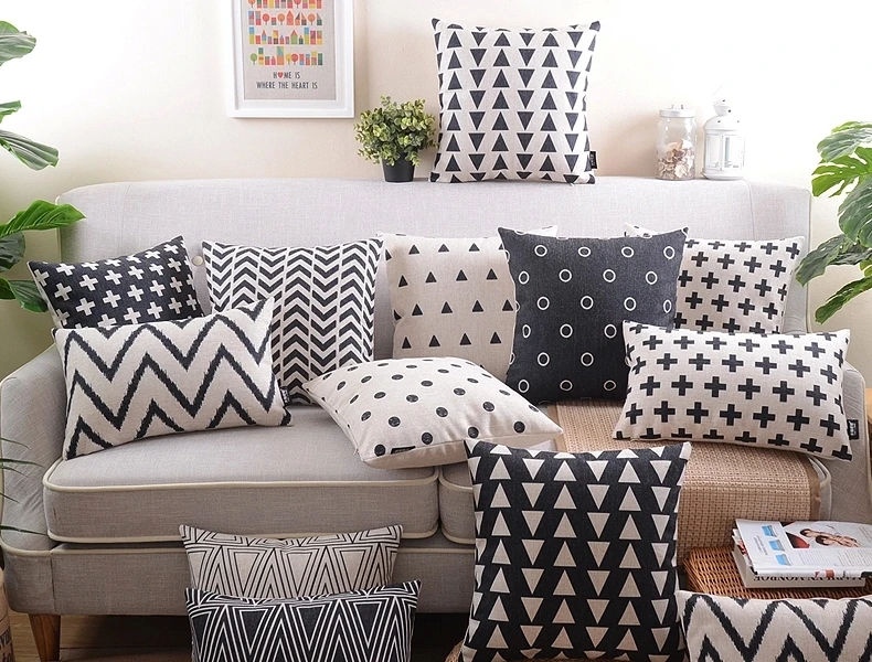 Geometric Chevron Stripe Triangles Polka Dot Cross Cushion Covers