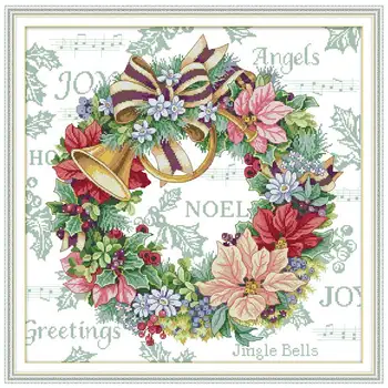 

11/14/16/18/27/28 Holiday wreath painting counted Cross Stitch Set DMC flower Cross-stitch Kit Embroidery Needlework Home Decor