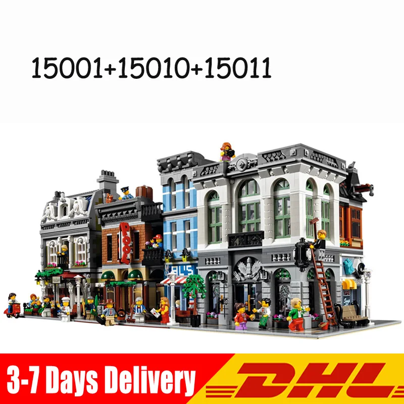 

LEPIN 15001 Brick Bank +15010 Parisian Restaurant +15011 Detectives Office Blocks Brick Christmas Gifts Clone 10251 10243 10246