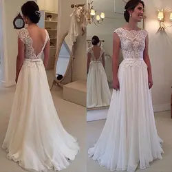 2016 Новый Горячий Продавать На Заказ Свадебные Платья Vestido де Noiva Casamento Robe De Mariage Шифон Кружева прозрачный спинки