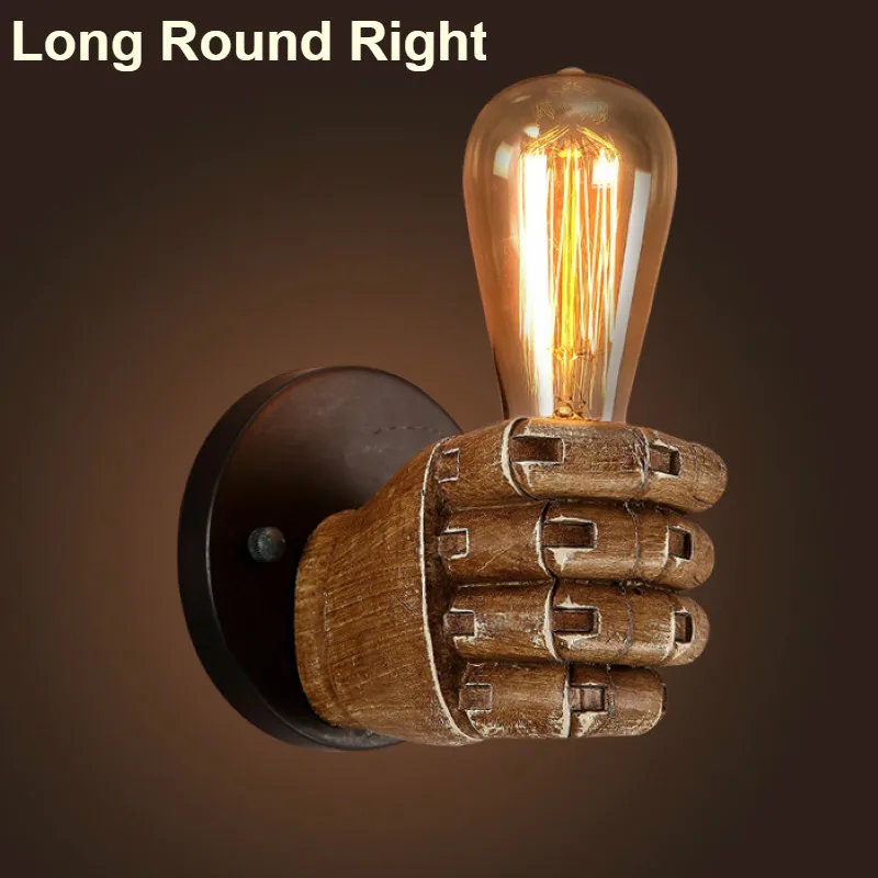 New 220V Vintage Resin Fist Wall Lamps LED Bulbs Corridor Lights Bedroom Living Room Wall Light Holder Home Art Decoration E27