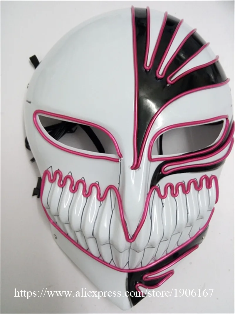 Halloween ghost Slit mouth light up glowing EL wire Cute mask Fashion Cosplay mask Costume mask for party By 3V Steady On Driver06