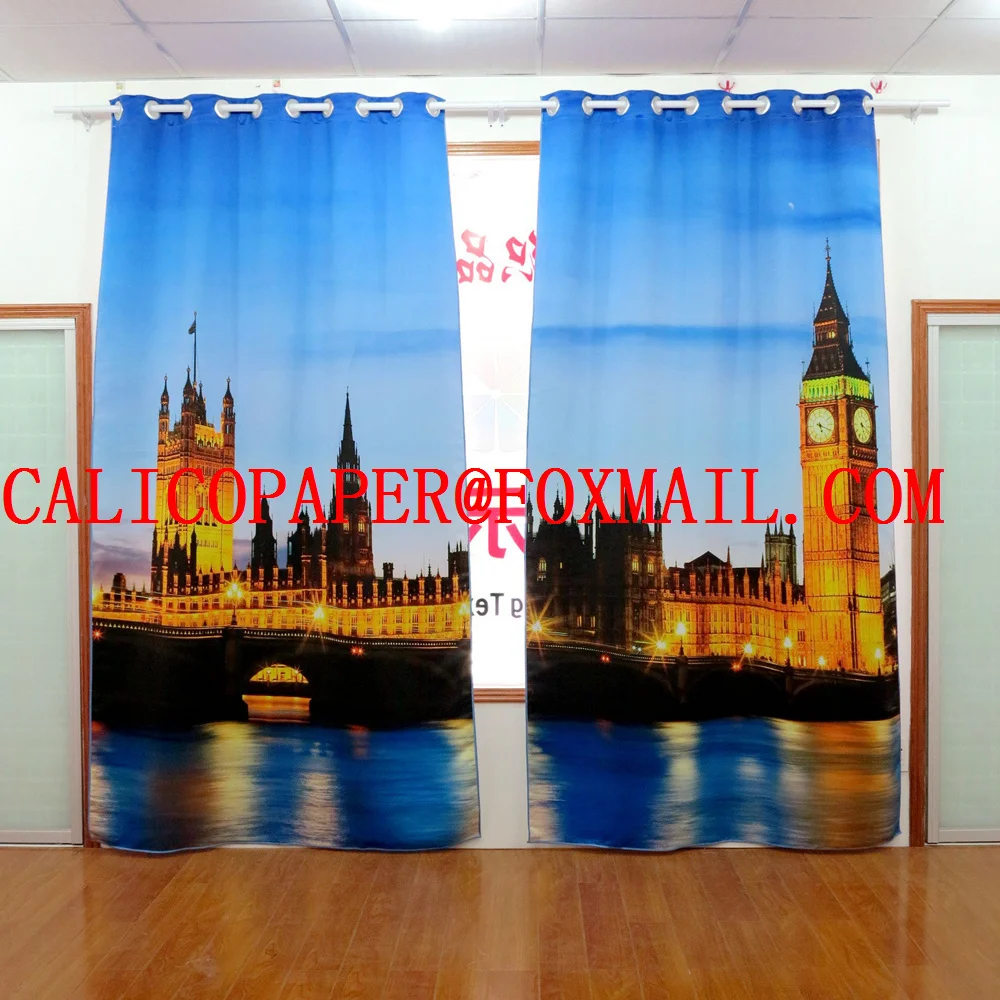 

3d fabric The palace of Westminster printed curtains Digital 3D printing curtains finished products Digital shutter
