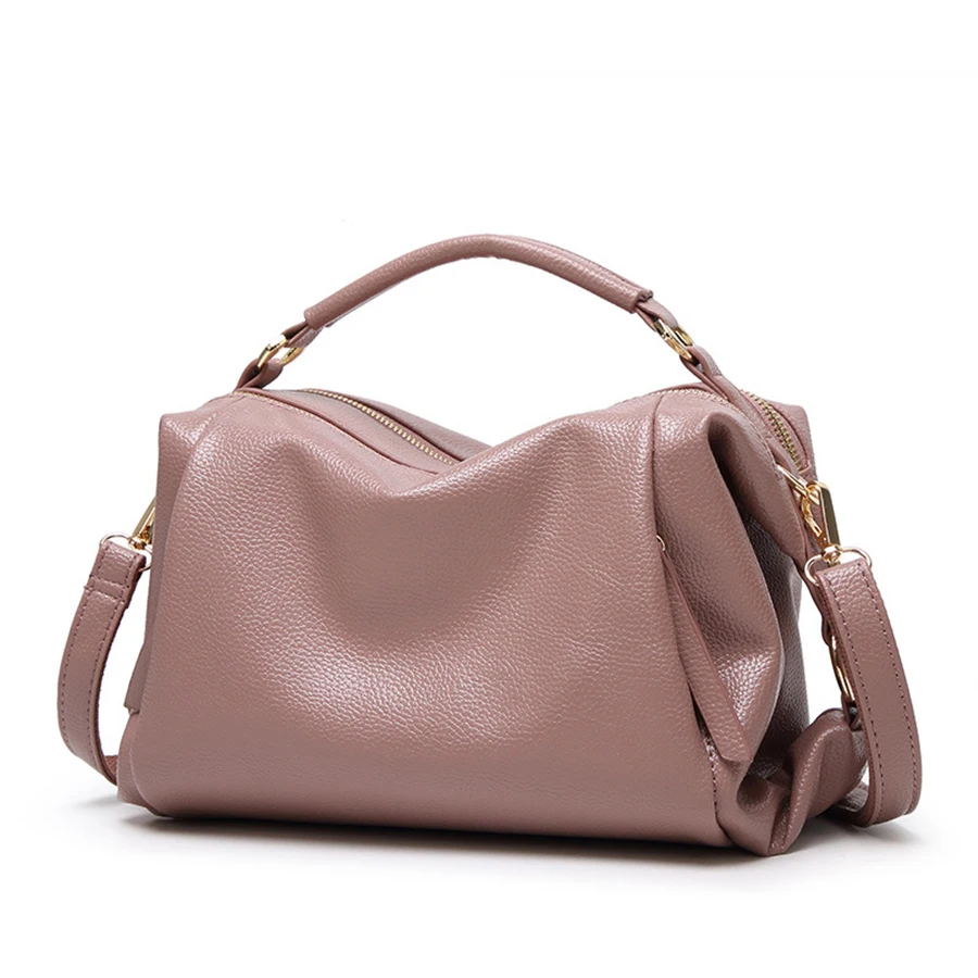 

Vintage Large Capacity female Shoulder Bag Casual PU Leather Handbags Ladies High Quality Zipper Chain Solid Color hot Designer