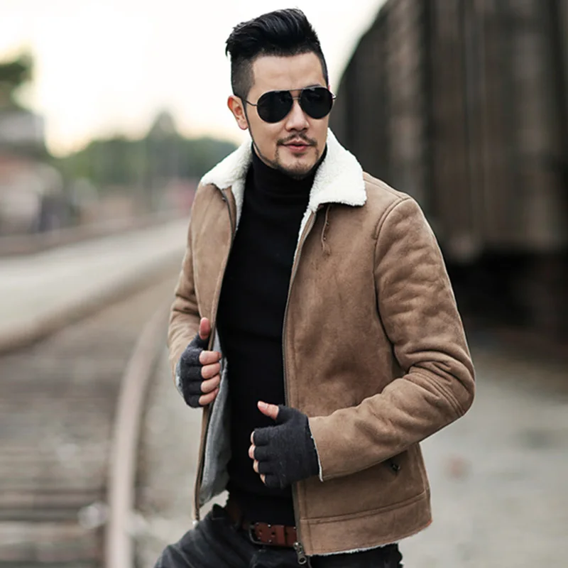 brown jacket with fur men