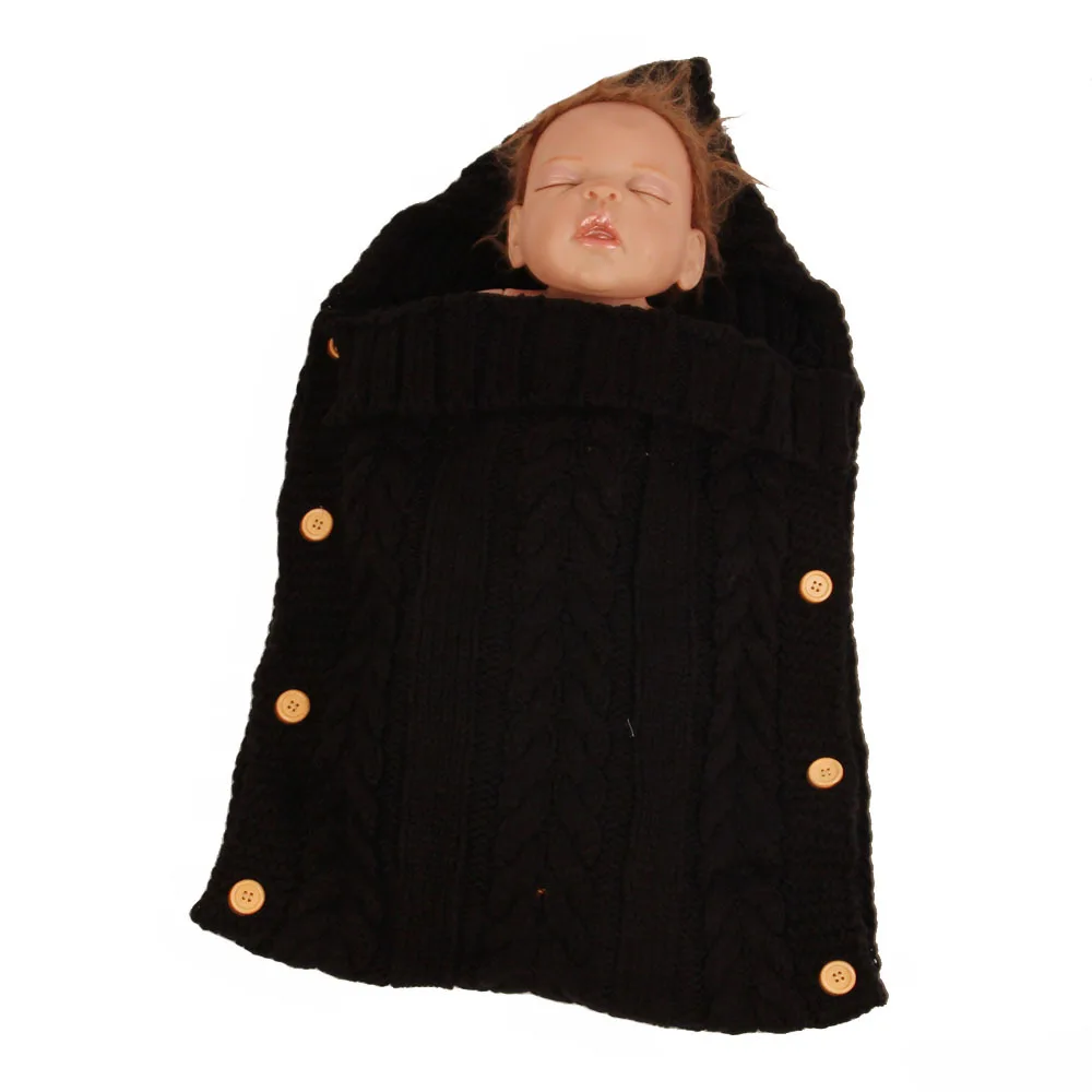 Теплая детская накидка для пеленания, трикотажная толстовка с капюшоном, Детские спальные мешки для перевозки, конверт для новорожденных, детское Пеленальное Одеяло - Цвет: Черный