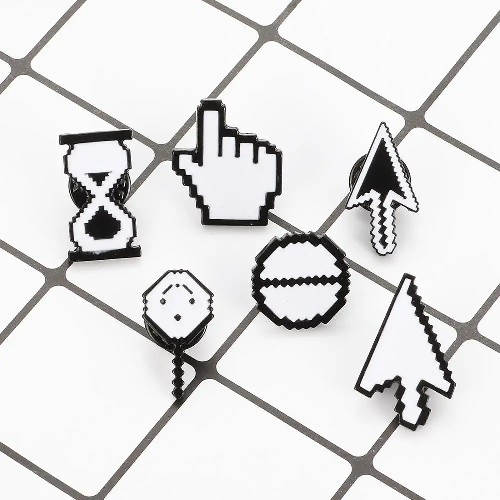 

Mouse pointer enamel pin hand pointer arrow classic pixel brooch computer badge denim shirt lapels jewelry accessories