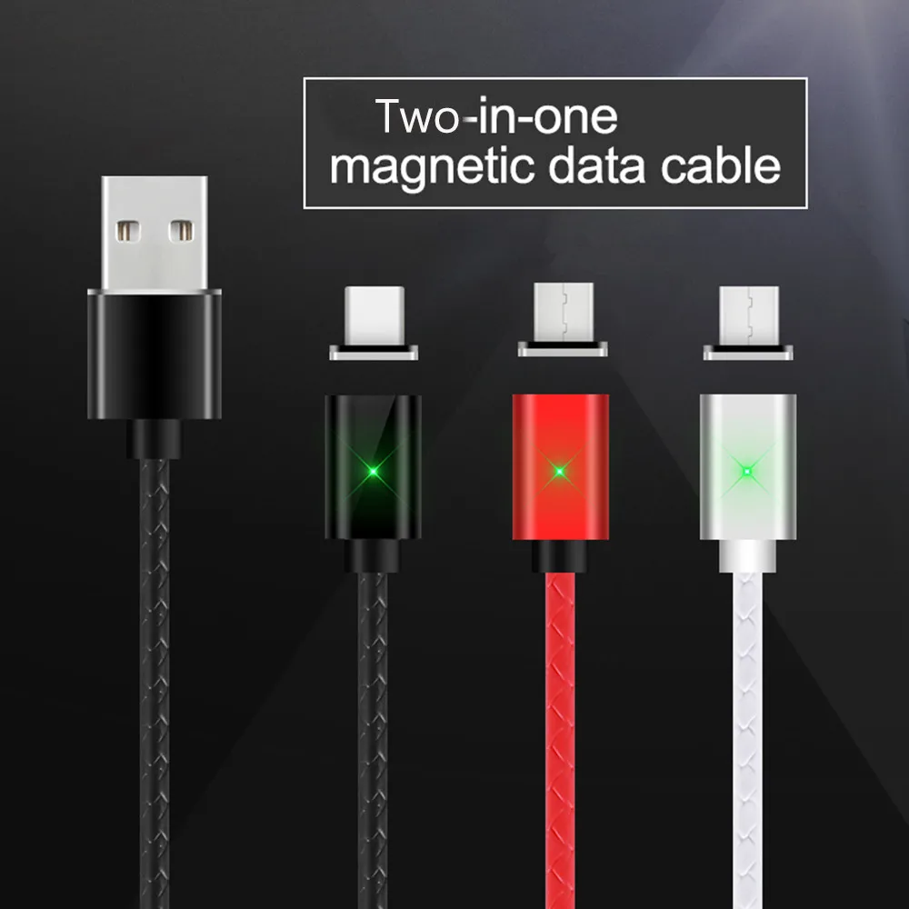 

2019 100% Brand New and high quality Upgraded Two-In-One LED Magnetic Data Cable For Android phone/Type-C for Samsung for Sony