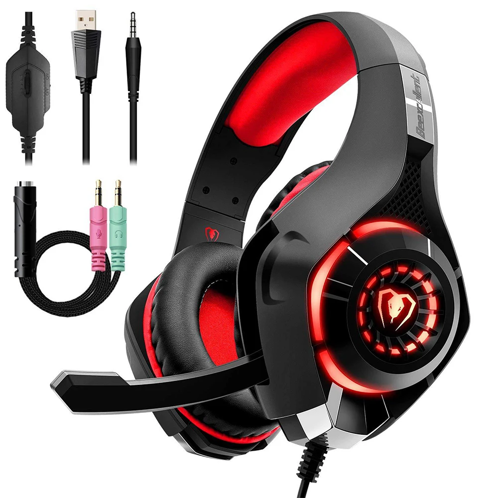 

Gaming Headphones for Gaming Wired Stereo Sound Noise Cancelling Headphone for Computer Mobile Phone Xbox One With Mic & LED