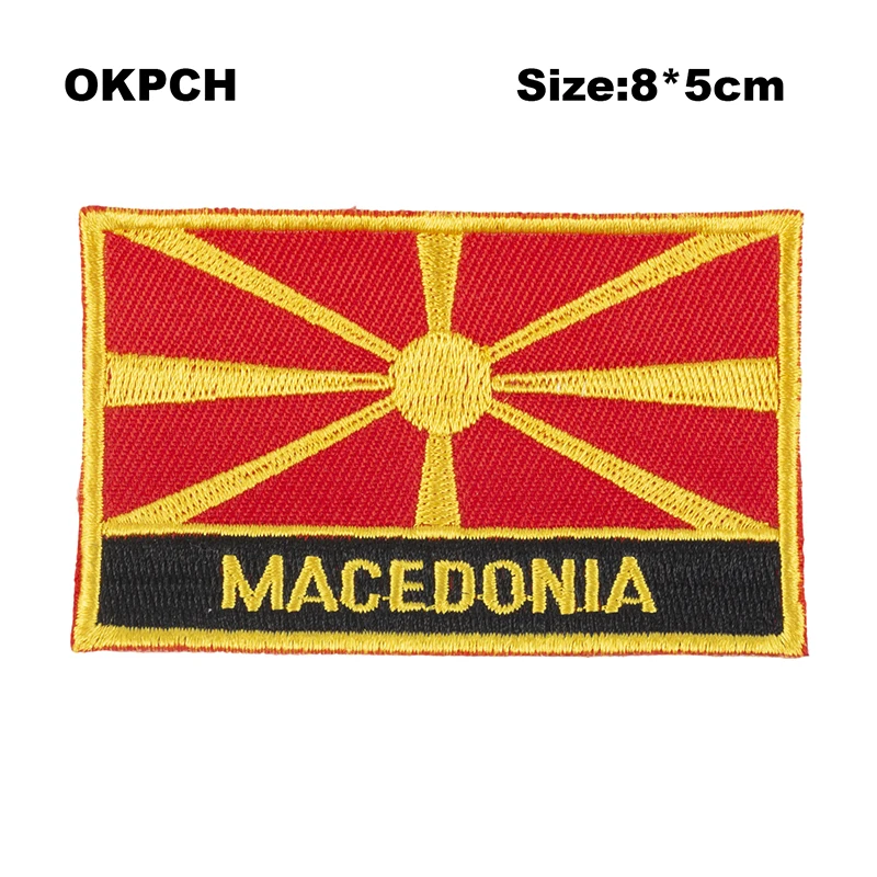 

Macedonia Flag patcheswork fabric embroidery patch cutstom DIY stickers on clothing with iron PT0116-R