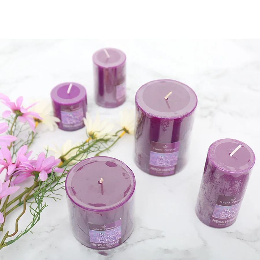 Plant Purple Lavender Wedding Candle Gift Romantic Pillar Birthday Candles Scented Tea Light Candels Home Decoration 30