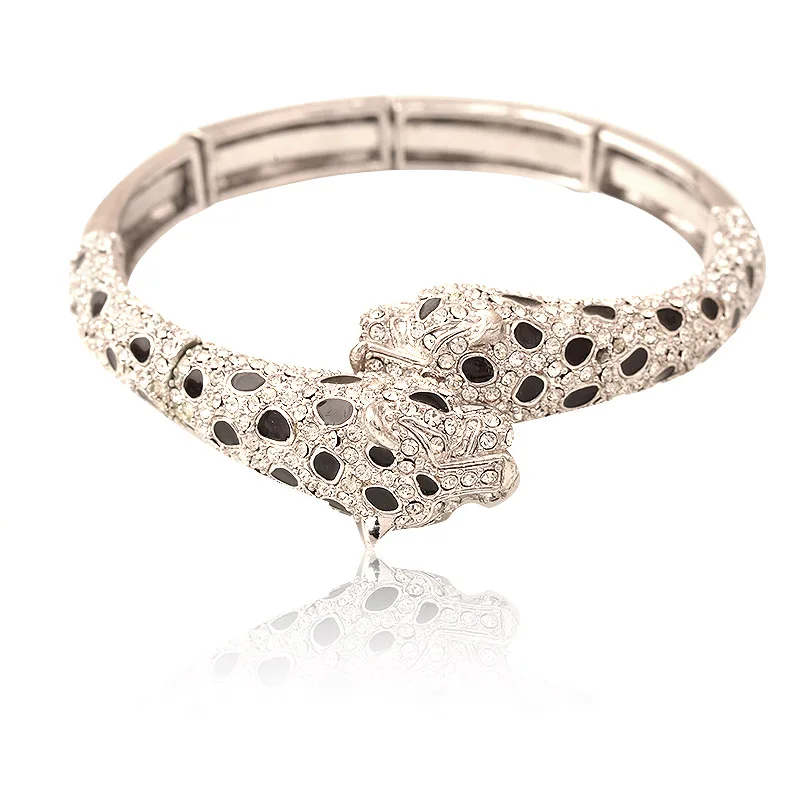 

Sexy Wild Crystal Rhinestone Cheetah Cuff Bracelet Bangle Animal Shape Fashion Jewelry For Women