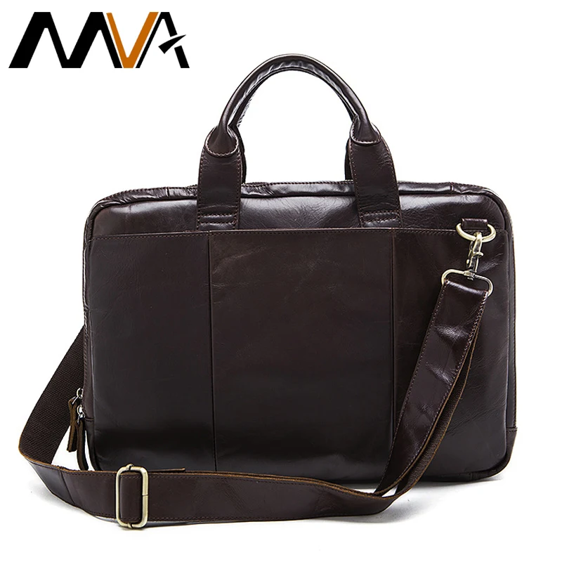 MVA Briefcase Male Messenger Bag men's Genuine Leather Bag for Document Men Shoulder travel Handbags satchel laptop 14 inch 8902