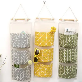 

Vintage Pocket Wall Hanging Storage Bags Cotton Linen Closet Sundries Storage Pockets Home Decor Hanging Organizer