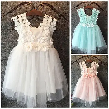 

New XMAS Baby Girls Party Lace Tulle Flower Gown Fancy Dridesmaid Dress Sundress