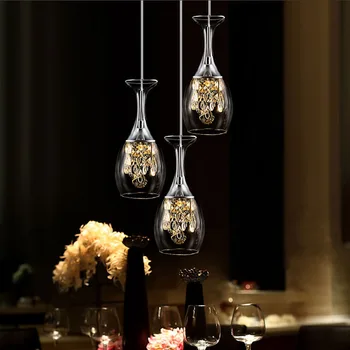 

Modern Minimalist Wine Glass Pendant Lights Led Lustre Pendente Scandinavian Home Loft Deco Hanging lamp Crystal Bar Kitchen