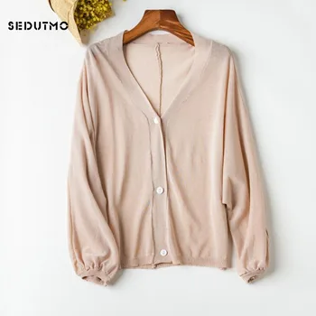 

SEDUTMO Autumn Knitted Cardigan Women Sweater Summer Oversize Short Thin Batwing Sleeve Black Tunic Short Top ED819