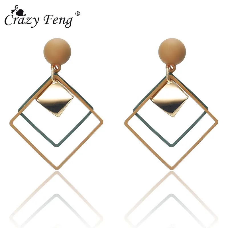 

New Fashion Women Earrings Geometric Square Hanging Dangles Earrings Elegant Statement Earring Ladies Korean Earrig Gift Jewelry