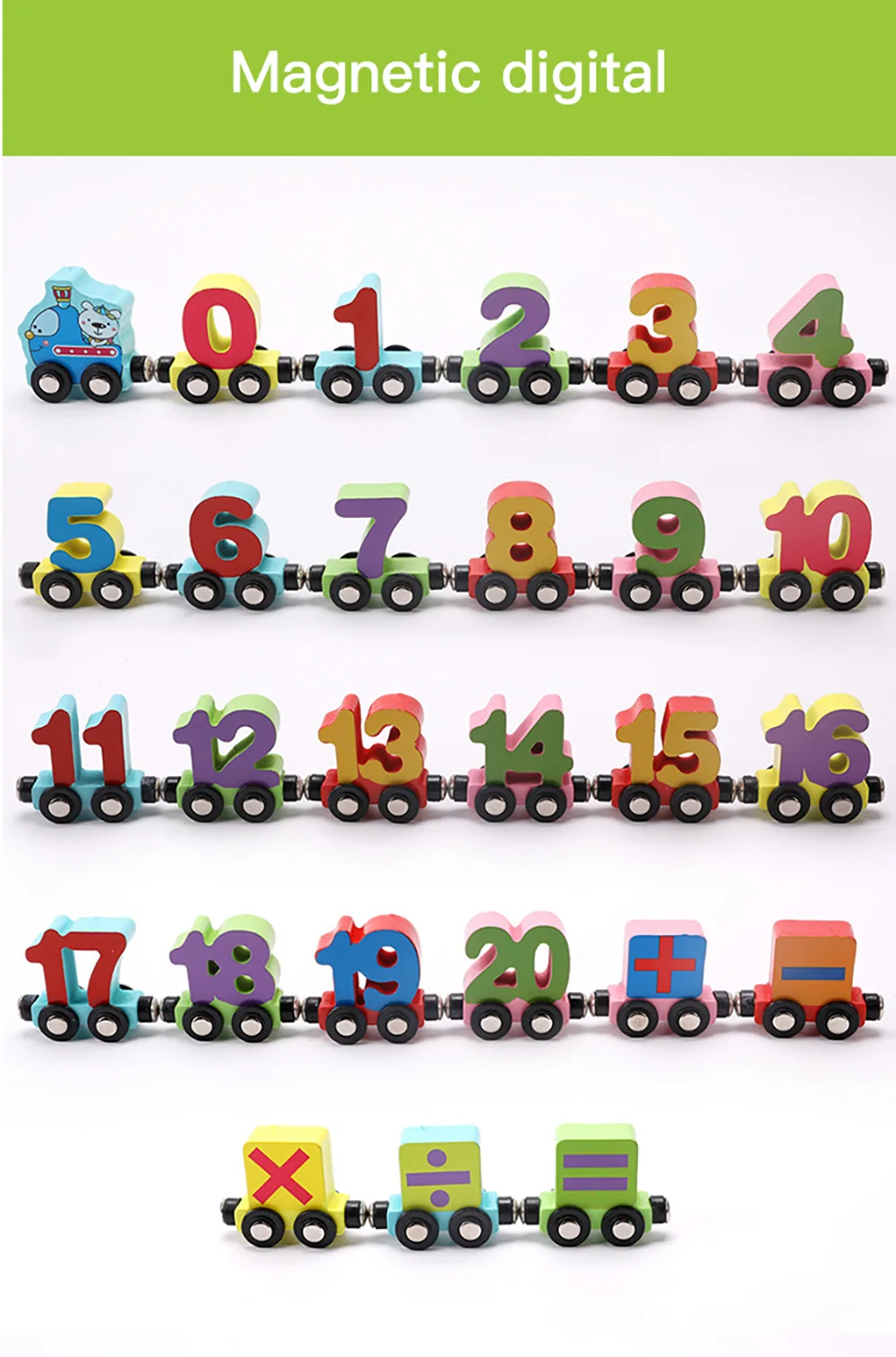 Дети раннего обучения красочный деревянный поезд фигурка модель игрушки с алфавитным номером деревянный поезд Развивающие игрушки для детей