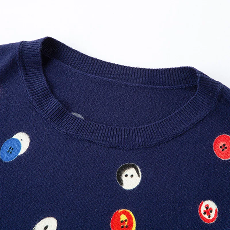 YISU, Осенний женский свитер с круглым вырезом, Повседневный свитер на пуговицах конфет, вязаный джемпер, свитер Харадзюку, женские зимние теплые свитера