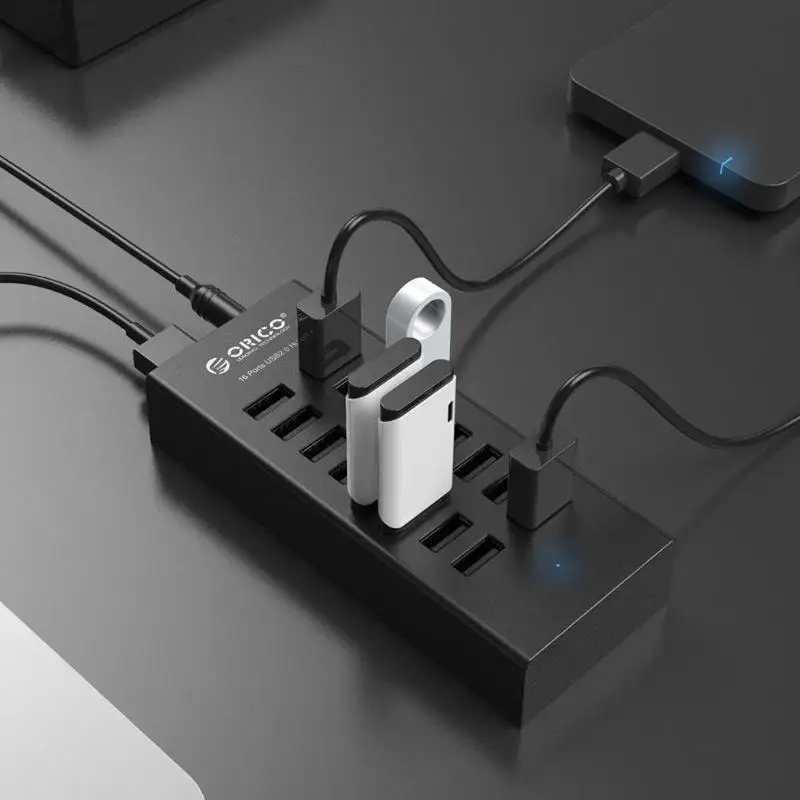 USB разветвитель ORICO H1613 с 16 портами и адаптером питания 12 В 2 А|USB-хабы| |