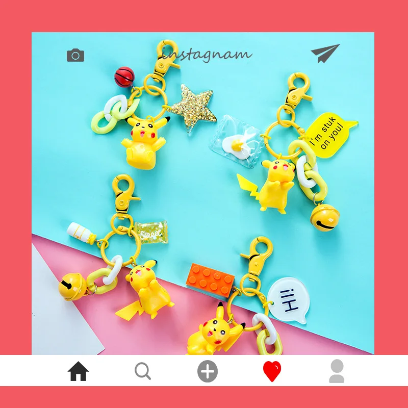 

2019 New Cute Cartoon Pikachu Figure Doll Keychain for Women Bag Wallet Backpack Charms Mobile Phone Decoration Pendant Jewelry