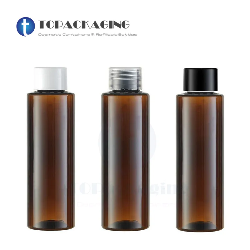 30PCS*100ML Screw Cap Bottle Amber Plastic Cosmetic Container Empty Makeup Shower Gel Shampoo Essential Oil Packing Refillable