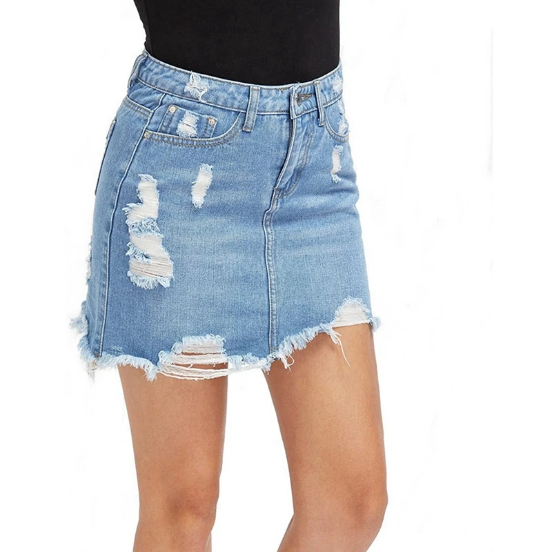 womens blue denim skirt