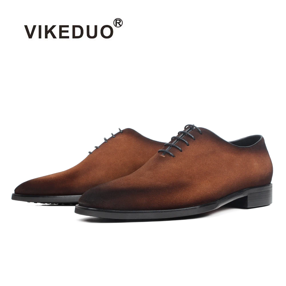 

VIKEDUO Coffee Men's Suede Shoe Casual Square Oxford Dress Shoes Patina Wedding Office Formal Mans Footwear Luxury Zapato Hombre