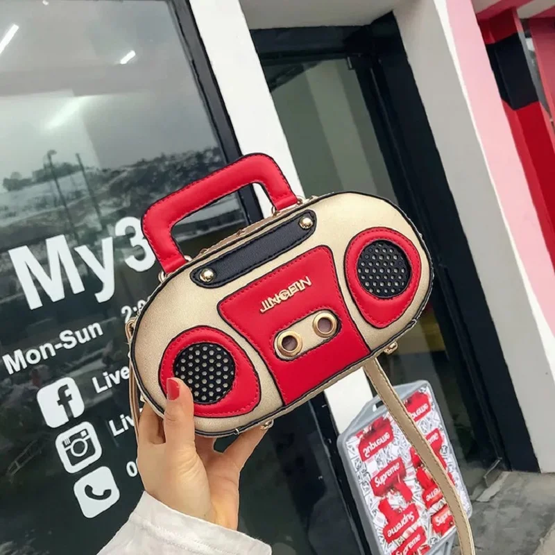 

Funny Personality Retro Radio Design Casual Totes Handbag Fashion Ladies Shoulder Bag Female Small Crossbody Messenger Bag