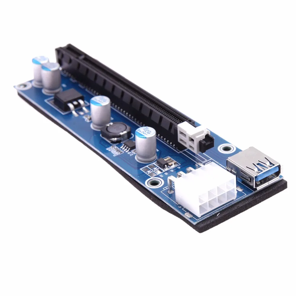 60cm PCI-e express 1x to 16x Extender Riser Card with 6pin 8pin sata Power Supply USB 3.0 Cable for graphics for bitcoin mining