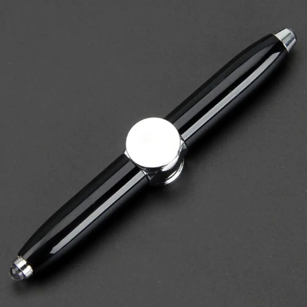 None Spinning Pen with LED Light Spinner Toys Ballpoint Pen Gift Spinning Entertaining Pen decompression toys - Цвет: Bright black