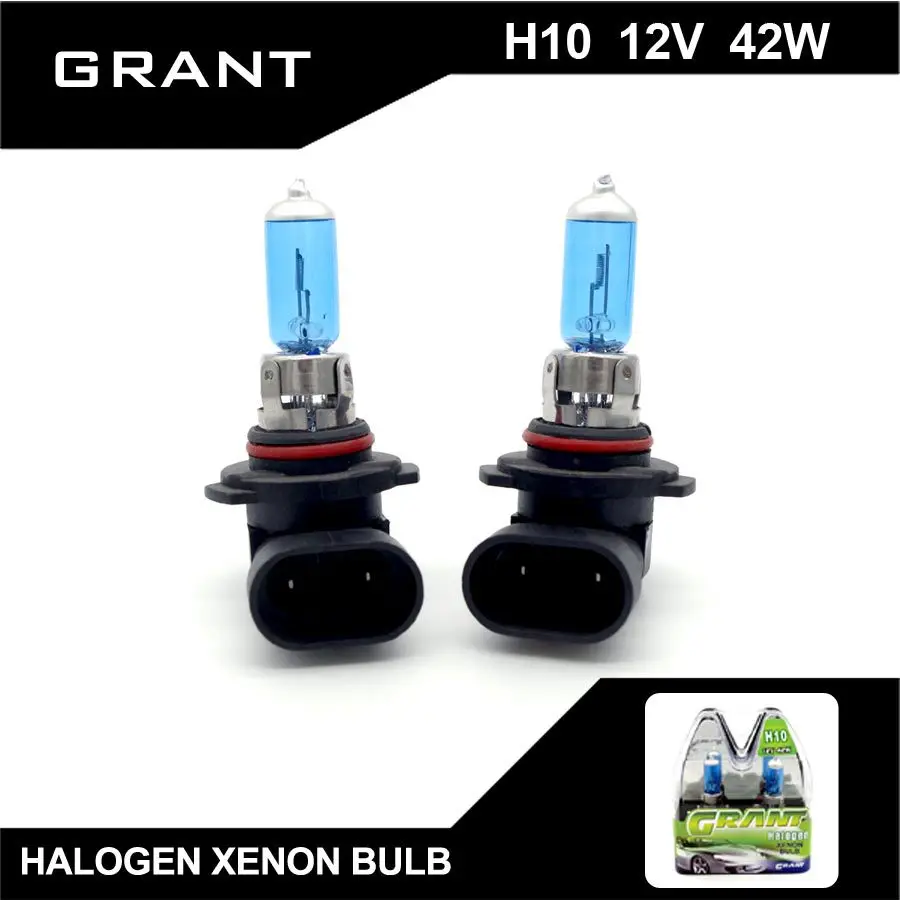

GRANT H10 12V 42W 1Set Halogen Xenon Bulbs 6000K Super Bright White Car Headlights Auto Replacement Fog Lamps Free shipping