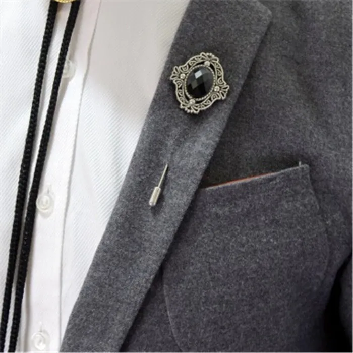 New Men's Brooches Suit Vintage Rhinestone Lapel Pins Long Brooch