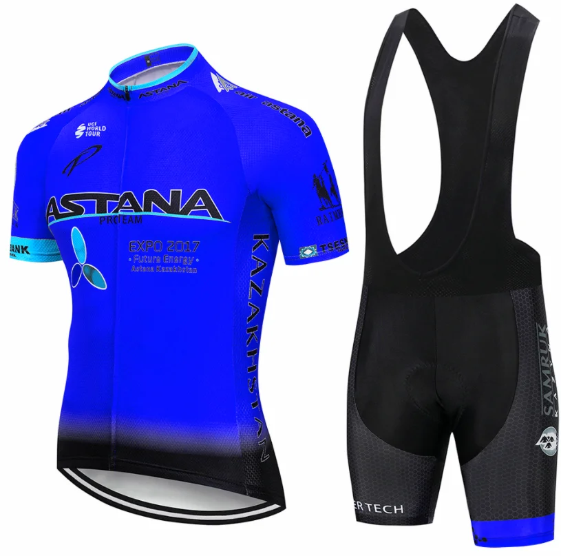 Pro UCI World Tour Мужская одежда для велоспорта Астана одежда для горного велосипеда командная одежда для велопрогулок Ropa Ciclismo Jersey 16D Gel - Цвет: Cycling suit