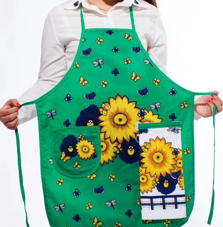 1 pcs Cotton Sleeveless Apron With Hand Towel Kitchen Apron Pocket