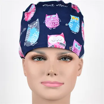 

Women's Surgical Hats Caps Nursing Surgeon Hat Scrub Caps Operating Room Scrub Cap Cotton Tieback Skull Cap for Dentist Cheap